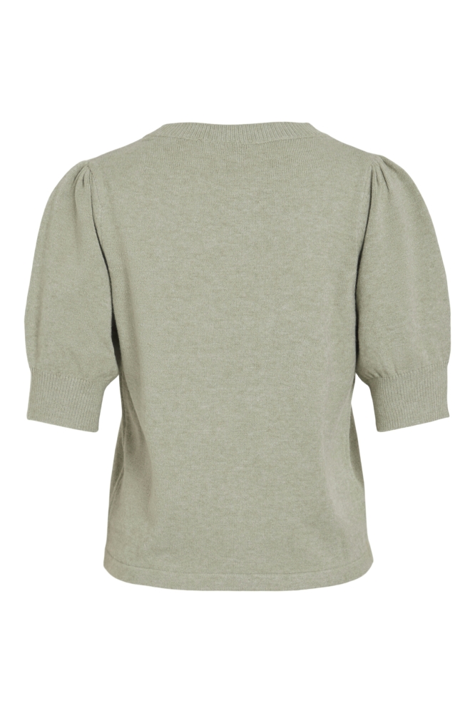 VIRIL 2/4 SLEEVE O-NECK KNIT TOP - 14105306 OIL GREEN/MELANGE